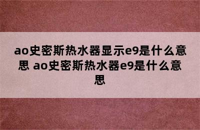 ao史密斯热水器显示e9是什么意思 ao史密斯热水器e9是什么意思